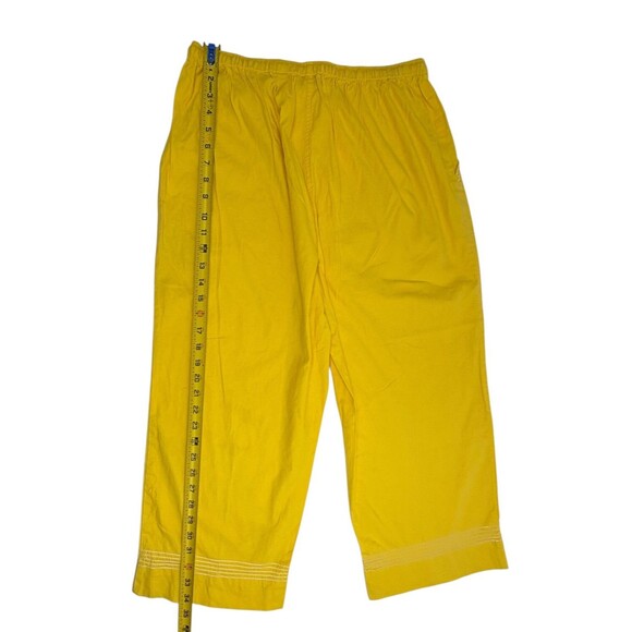 Pappagallo Linen Cotton Crop Pants Yellow Topstitch Wide Leg Cruise Resort XL - Picture 11 of 12